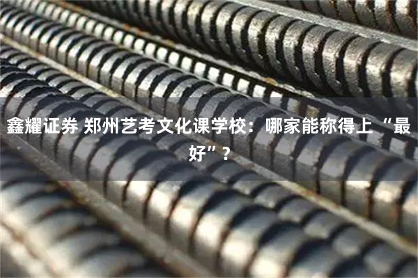 鑫耀证券 郑州艺考文化课学校：哪家能称得上 “最好”？